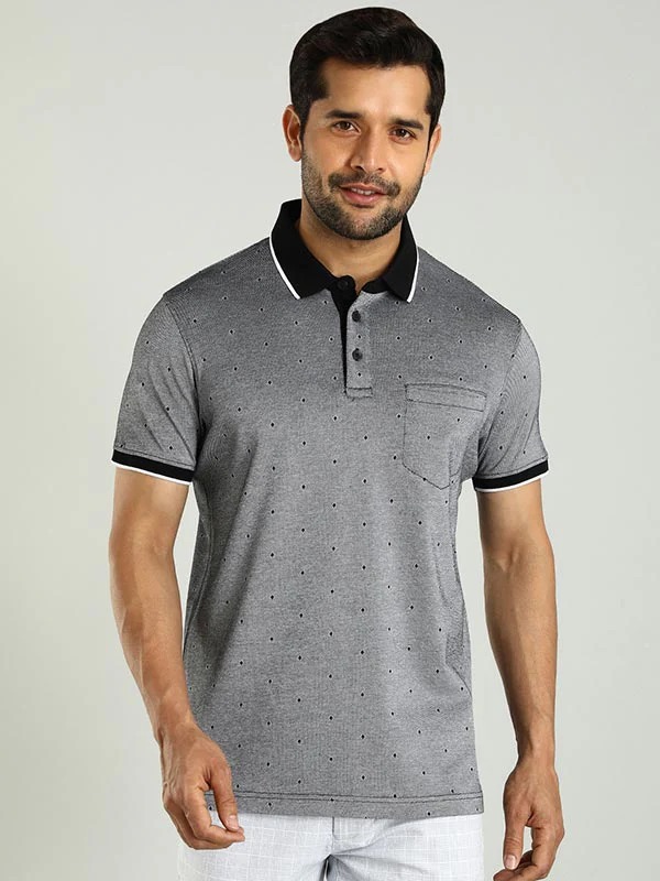 Indian Terrain Men's Half Sleeve Regular Fit Black Polo T-Shirt